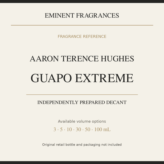 Aaron Terence Hughes Guapo Extreme — independently prepared Eminent Fragrances decant. Original retail bottle not included.