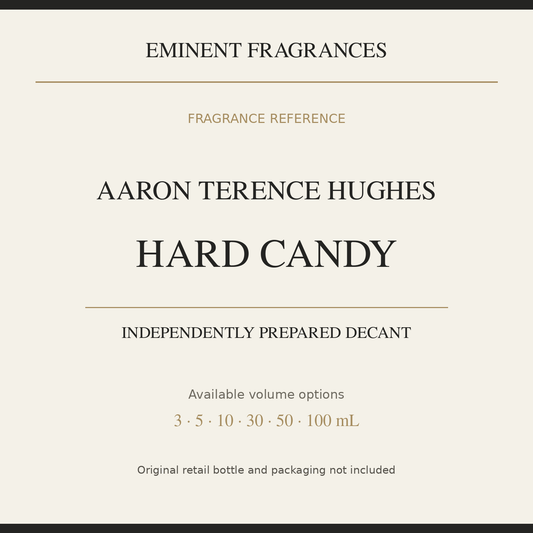 Aaron Terence Hughes Hard Candy — independently prepared Eminent Fragrances decant. Original retail bottle not included.