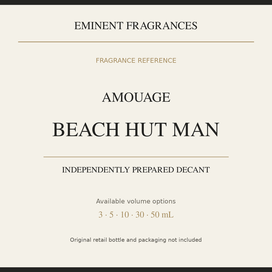 Amouage Beach Hut Man — independently prepared Eminent Fragrances decant. Original retail bottle not included.