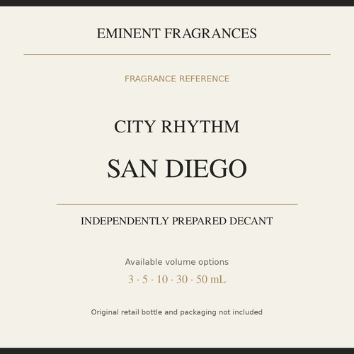 City Rhythm San Diego — independently prepared Eminent Fragrances decant. Original retail bottle not included.