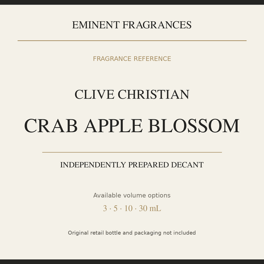 Clive Christian Crab Apple Blossom — independently prepared Eminent Fragrances decant. Original retail bottle not included.