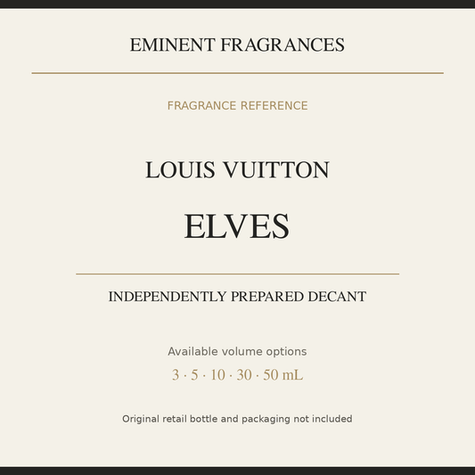 Louis Vuitton eLVes — independently prepared Eminent Fragrances decant. Original retail bottle not included.