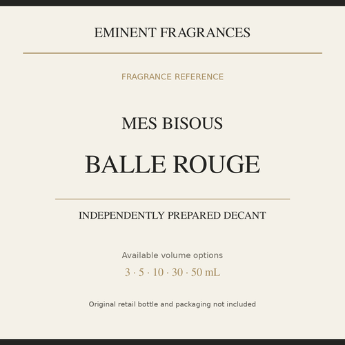 Mes Bisous Balle Rouge — independently prepared Eminent Fragrances decant. Original retail bottle not included.