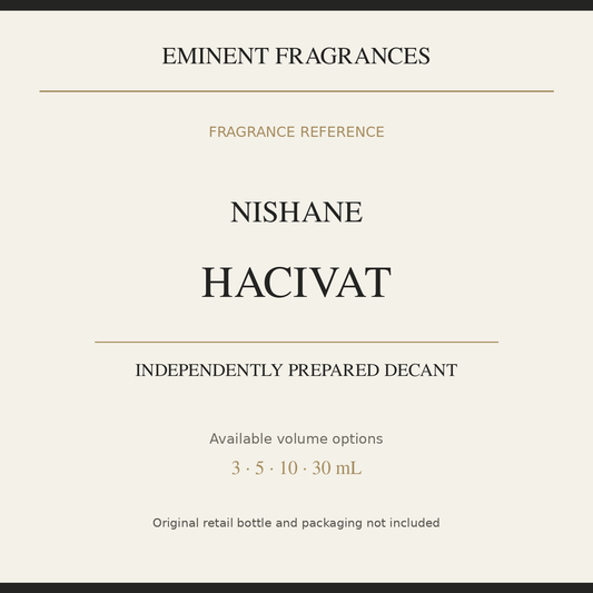 Nishane Hacivat — independently prepared Eminent Fragrances decant. Original retail bottle not included.