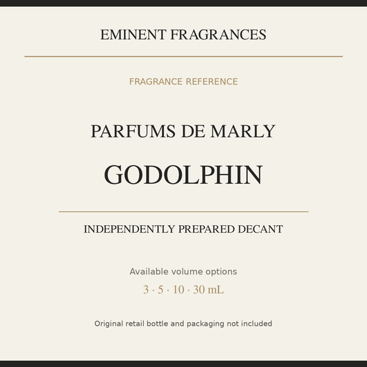 Parfums de Marly Godolphin — independently prepared Eminent Fragrances decant. Original retail bottle not included.
