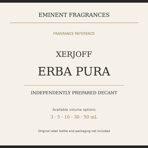 Xerjoff Erba Pura decant size options and independent decant disclosure